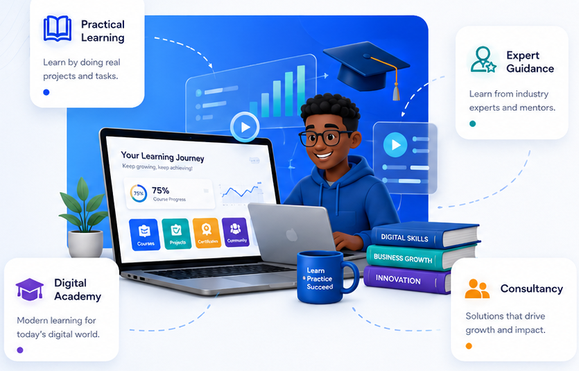 AMAHR Digital Academy modern learning illustration